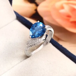 Impecable Indicolita Turmalina Azulada Plata 925 Hecho a Mano Anillo Regalo de Aniversario - Imagen 1 de 5