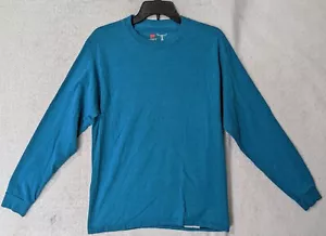 Men Hanes Beefy T Long Sleeve T-Shirt Breathable Blue- M - Picture 1 of 6