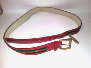 Michael Kors Belt Red With Black Gold Zipper Patent Leather 553810