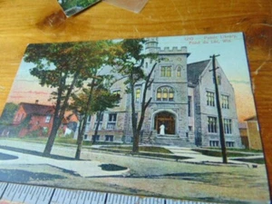 Öffentliche Bibliothek 1910, Fond du Lac, Wis. Postkarte - R.A. Bischofskneipe.- Racine - Bild 1 von 2