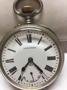 VINTAGE LONGINES NICKEL ITALIAN RAILWAY OPEN FACE TASCHENUHR CAL 19.71 N - Bild 1 von 15