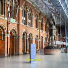 Photo 6x4 Statue, St Pancras Railway Station London The Meeting Place htt c2019