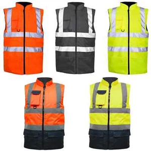 HI VIS VIZ KÖRPERWÄRMER SICHTBARKEIT FLEECE WENDBARE WASSERDICHTE WESTE WESTE - Bild 1 von 20