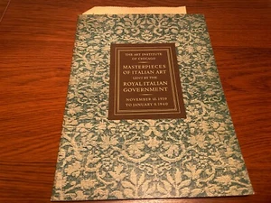 Vintage MASTERPIECES OF ITALIAN ART Program Art Institute of CHICAGO 1939 1940 - Picture 1 of 8