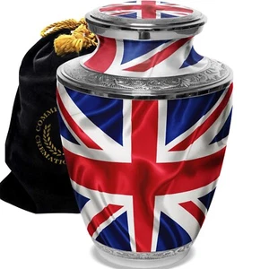 Urna de cremación con bandera del Reino Unido urnas de cremación urnas adultas para cenizas humanas - Imagen 1 de 9