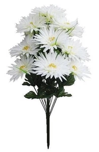 White Gerbera Daisy Silk Flower Bush 22" Tall 16-Bloom Home Office Decor Craft - Picture 1 of 1