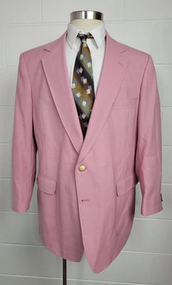 Vtg Stafford Mens Pink Blazer w. Gold Buttons Sz 48L - Image 1 of 4