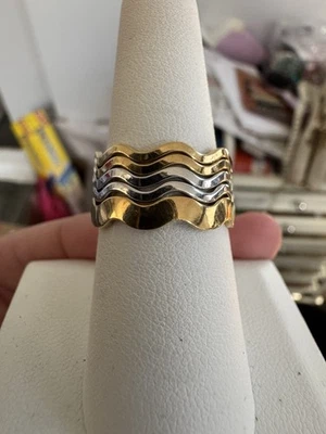 Кольцо Avon с многотоновой волновой лентой размер 7,5 штабелируемое с 4 кольцами штабелера - Изображение 1 из 4