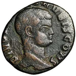 Divus Romulus AE Follis "Retrato / Santuario abovedado" Raro - Imagen 1 de 5