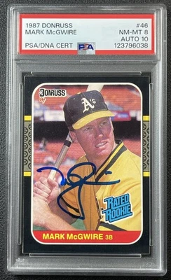 Mark MCGWIRE PSA 8 1987 DONRUSS #46 ADN NOVATO 10 AUTO RC ATLETISMO 038 Foto 1 de 2