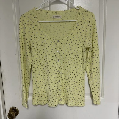 Lucky Brand Womens S  Long Sleeve Pointelle Thermal Faux Button-up Pullover - Image 1 of 4