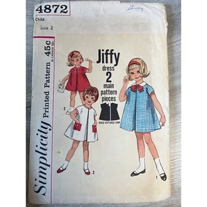 Abito TAGLIO modello cucito semplicità 4872 JIFFY bambina taglia 2 - Foto 1 di 3