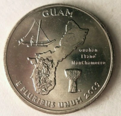2009 P UNITED STATES 25 CENTS - GUAM - Uncirculated from Mint Roll - Bin #RL - Image 1 of 3