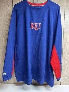NCAA Majestic Kansas Jayhawks Players Team Long-Sleeve Performance Shirt XL - Picture 1 of 9