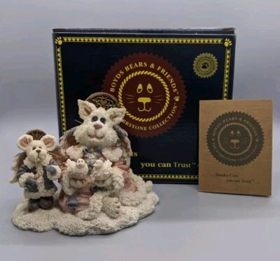 Boyds Purrstone "Felicia Angelpuss George Peace On Earth" #371004 Cat Angels - Image 1 of 4