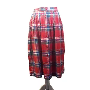 Gonna vintage rossa tartan midi con bottoni sul davanti taglia 8 Y2k punk grunge a pieghe - Foto 1 di 6