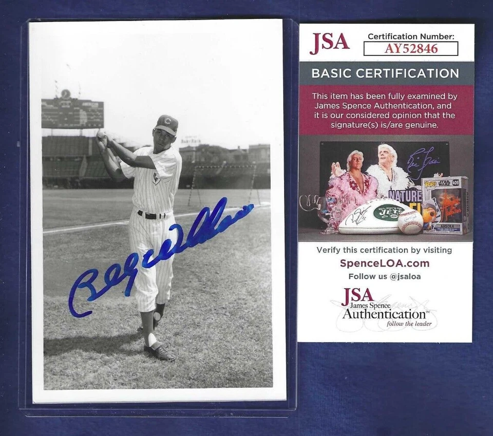 Billy Williams Chicago Cubs Baseball Autographed Brace 4x6 Rookie Photo JSA COA - Image 1 of 1