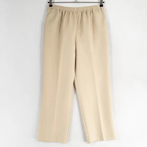 Alfred Dunner Pants Womens Sz 14 Beige Pull On Straight Leg Pockets Casual - Picture 1 of 9