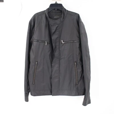 Chaqueta Banana Republic Para Hombre Grande Algodón Encerado Moto Cremallera Completa Recubierta Bolsillo Negro Foto 1 de 4