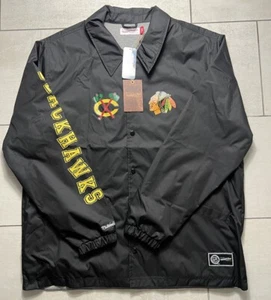 Men's Mitchell & Ness Black Chicago Blackhawks Full-Snap Coaches Jacket Size 2XL - Picture 1 of 5