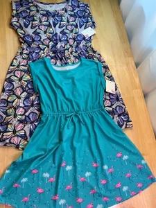 New SO Girl’s Roll Cuff with Tie Waist Dress— Butterflies or Flamingos—Cute!!* - Picture 1 of 9