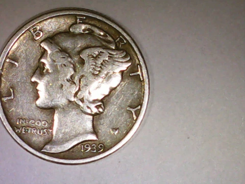 Vintage 1939 P Mercury Dimes, 90% Silver, Better Semi-KEY Date 10C Coin Cover