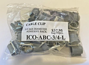 LOT OF 50 ICO-ABC-3/4-L CABLE CLIP 3/4" ADHESIVE BACK - Picture 1 of 7
