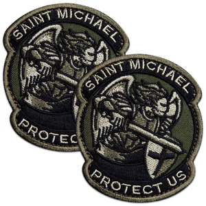 2Pcs Saint Michael Patch, Embroidered Hook & Loop Morale Military St Michael - Picture 1 of 10