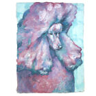 Marcia Van Woert Signed Original Paper Mache Painting Standard Poodle &quot;Spring&quot;