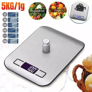 New 5KG/1g Electronic Digital Stainless Steel Kitchen Postal Scale Scales - Picture 1 of 15