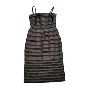 White House Black Market Tiered Cocktail Dress Size 00 Black Satin Wedding XXS - Picture 1 of 9