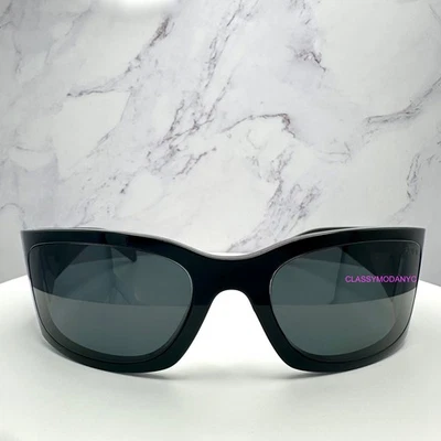 Gafas de sol envolventes PRADA 60 mm negras plateadas logotipo símbolo AUTÉNTICAS para hombre nuevas Prada Foto 1 de 4