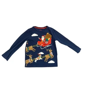 Kids 5-6Y Mini Boden Christmas Santa Sled Dog Reindeer Applique Tee Shirt Top - Picture 1 of 5
