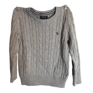 Polo Ralph Lauren Girls Cable Knit Sweater Gray Cotton Size 5 - Picture 1 of 5