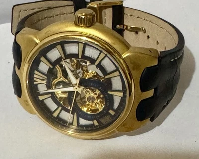 Reloj Wohler Automático Dorado Esqueleto Para Hombre Azul Cuero Genuino W-0373-3-213 Foto 1 de 4