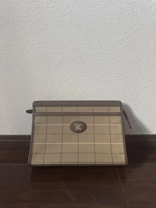 Borsa Burberry a scacchi beige pelle marrone usata accessori moda - Foto 1 di 8