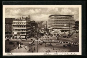 Berlin, Potsdamer Platz mit Columbushaus, Strassenbahnen, Ansichtskarte 1933 - Bild 1 von 2