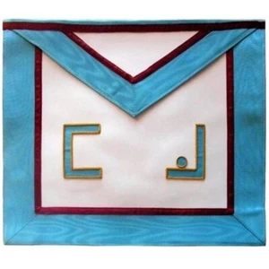 Master Mason Memphis Misraim French Regulation Apron - Thin Maroon Lining - Picture 1 of 2