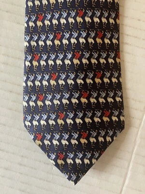 Beaufort Tie Rack Men's Necktie Silk Satin Golfer Golf Swing Repeat Made Italy - Image 1 of 4
