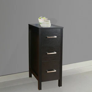 12" Small Bathroom Vanity Set Table Organizer MDF Top Black Cabinet Single - Picture 1 of 7