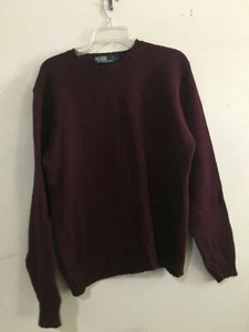 Ralph Lauren Size L Polo Plum Men Sweater 100% Cotton Crew Neck - Picture 1 of 9
