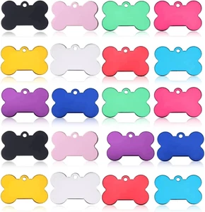 20 Pcs 38MM Blank Bone Shape Pet ID ,Double Sided Blank Tag Dog Cat Pet Name Pho - Picture 1 of 12