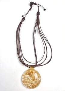 Sobral Classicos Mila Gold Metalique Large Pendant Artist Made Necklace - Picture 1 of 8
