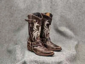 Vintage Sancho Boots Barbados Textured embroidered leather Logo - Picture 1 of 21