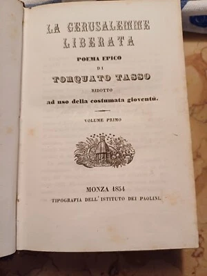 libro antico LA GERUSALEMME LIBERATA TORQUATO TASSO monza 1854 - Immagine 1 di 4