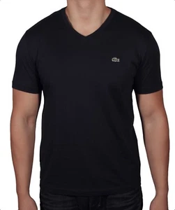 Camiseta deportiva de algodón Lacoste para hombre cuello en V Pima en negro TH6710-51 031 - Imagen 1 de 4