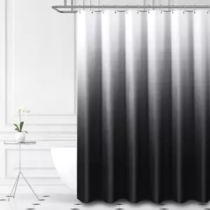 Stall Fabric Shower Curtain - 36x72 inch Narrow Ombre Waffle W36xH72 Black - Picture 1 of 7