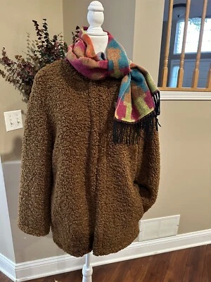 Abrigo Chaqueta Max Studio Mujer Oso de Peluche Siena Marrón Talla L Piel Sintética Nuevo Foto 1 de 4
