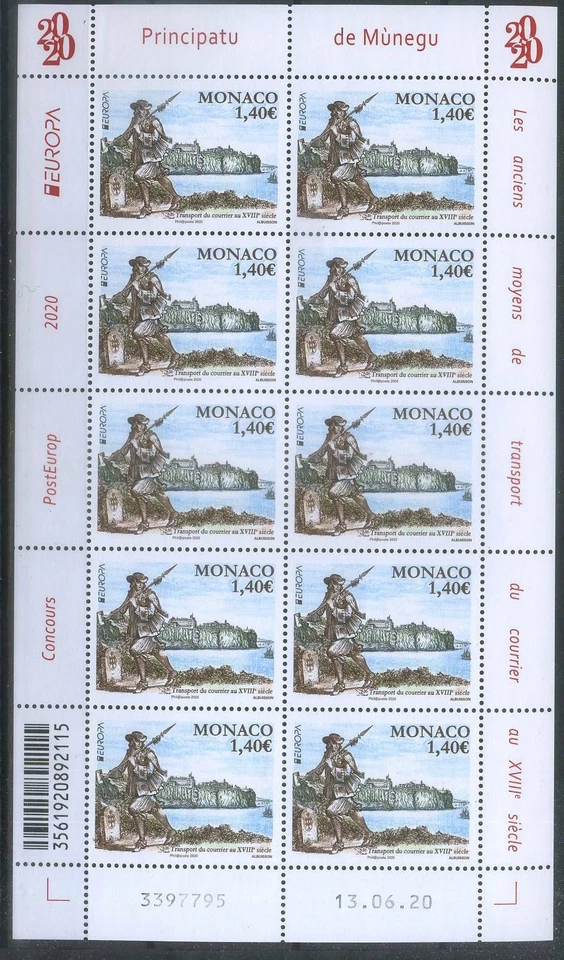 Monaco 2020 Europa CEPT, Ancient Postal Routes, Architecture MNH** - Image 1 of 1