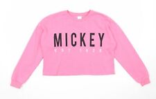 George Girls Pink Cotton Pullover Sweatshirt Size 12-13 Years Pullover - Mickey 